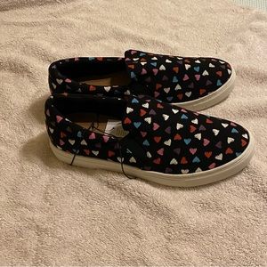 Lane Bryant slide on sneakers, 10W, multi color with hearts